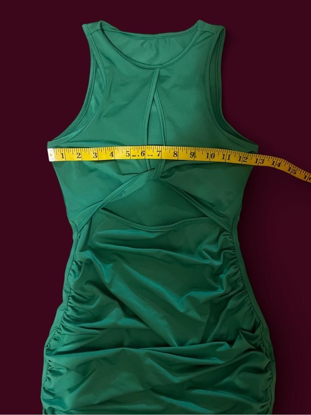 Green Cutout Ruched Bodycon Dress - Picture 3 of 3